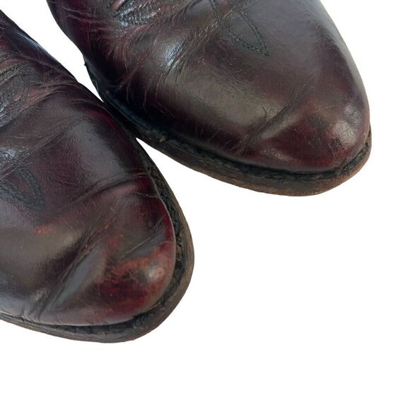 Dan Post Vintage Burgandy Maroon Leather Cowboy Boots 9.5 Western Roper - Picture 5 of 16